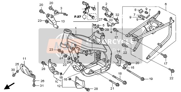 Honda CRF450X 2005 FRAME BODY for a 2005 Honda CRF450X