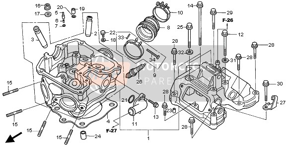 Honda XR650R 2005 CYLINDER HEAD for a 2005 Honda XR650R