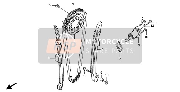 Honda XR650R 2005 Nokkenasketting & Spanner voor een 2005 Honda XR650R