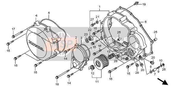 Honda XR650R 2005 RIGHT CRANKCASE COVER for a 2005 Honda XR650R