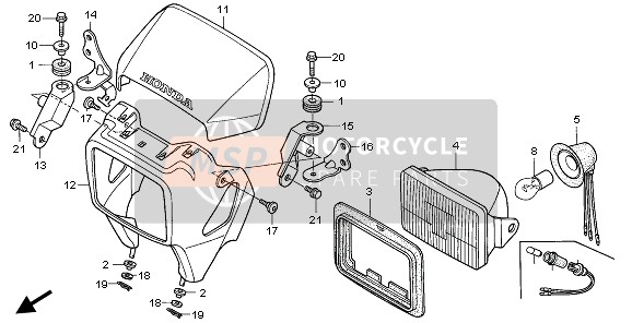 Honda XR650R 2005 HEADLIGHT (EU) for a 2005 Honda XR650R