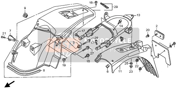 Honda XR650R 2005 REAR FENDER for a 2005 Honda XR650R