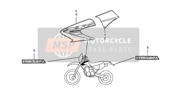 Honda XR650R 2005 Streep voor een 2005 Honda XR650R