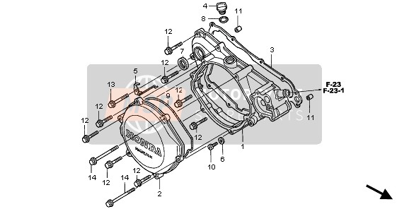 Honda CR250R 2006 RIGHT CRANKCASE COVER for a 2006 Honda CR250R