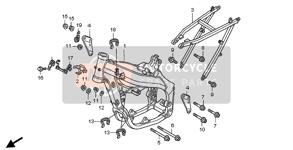 Honda CR250R 2006 Corps du cadre pour un 2006 Honda CR250R