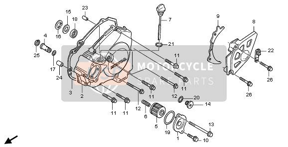 Honda CRF250X 2006 L. CRANKCASE COVER for a 2006 Honda CRF250X