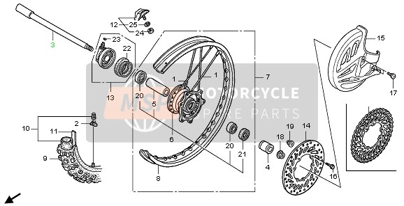 Honda CRF250X 2006 FRONT WHEEL for a 2006 Honda CRF250X