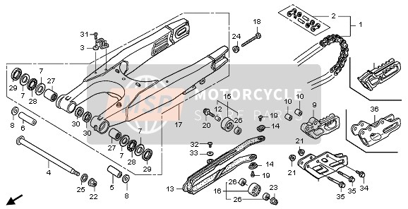 Honda CRF250X 2006 SWINGARM for a 2006 Honda CRF250X