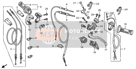 17920MEN852, Cable Comp. B, Throttle, Honda, 0