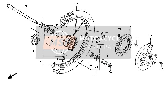 Honda CR500R 1996 FRONT WHEEL for a 1996 Honda CR500R