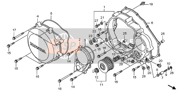 Honda XR650R 2006 Tapa del cárter derecho para un 2006 Honda XR650R