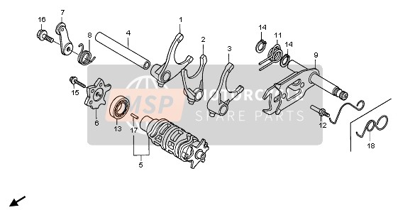 Honda XR650R 2006 GEAR SHIFT DRUM & GEAR SHIFT FORK for a 2006 Honda XR650R