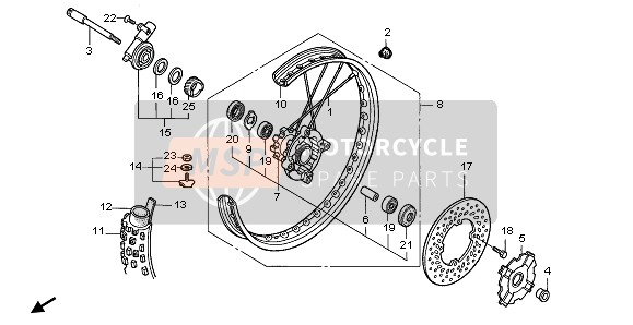 Honda XR650R 2006 FRONT WHEEL for a 2006 Honda XR650R