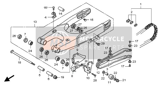 Honda CR85R-SW 2007 Brazo oscilante para un 2007 Honda CR85R-SW