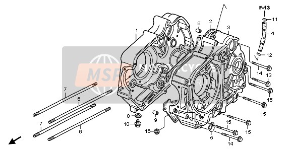 Honda CRF70F 2007 CRANKCASE for a 2007 Honda CRF70F