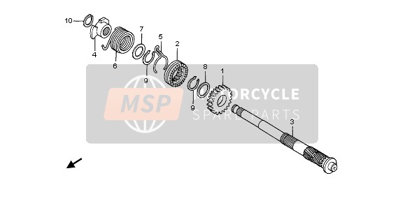 Honda CRF70F 2007 Kick Starter Spindle per un 2007 Honda CRF70F