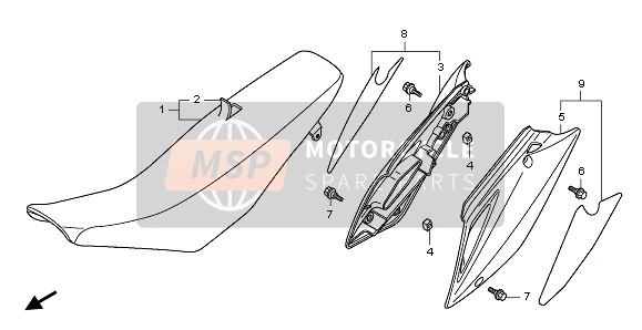 Honda CRF150R-SW 2007 SEAT & SIDE COVER for a 2007 Honda CRF150R-SW