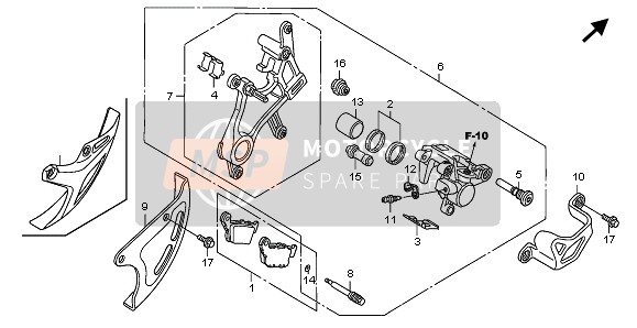 Honda CRF250R 2007 REAR BRAKE CALIPER for a 2007 Honda CRF250R