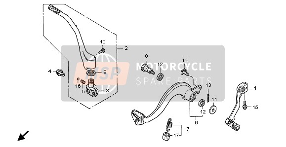 Honda CRF250R 2007 PEDAL & KICK STARTER ARM for a 2007 Honda CRF250R