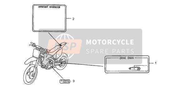 Honda CRF250R 2007 Etiqueta de precaución para un 2007 Honda CRF250R