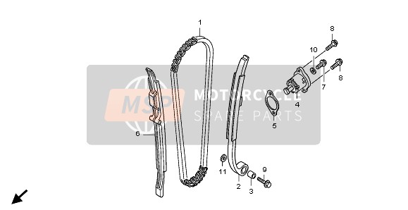 Honda CRF250X 2007 Cadena de leva & Tensor para un 2007 Honda CRF250X