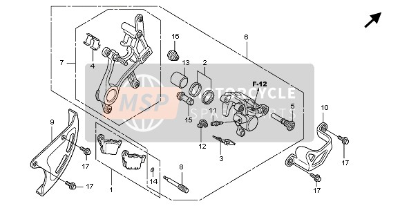 Honda CRF250X 2007 Remklauw achter voor een 2007 Honda CRF250X