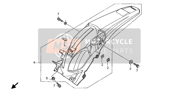 Honda CRF250X 2007 Guardabarros trasero para un 2007 Honda CRF250X