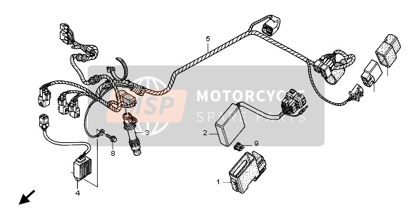 Honda CRF250X 2007 Kabelboom voor een 2007 Honda CRF250X