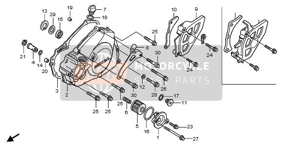 Honda CRF450R 2007 L. Coperchio del carter per un 2007 Honda CRF450R