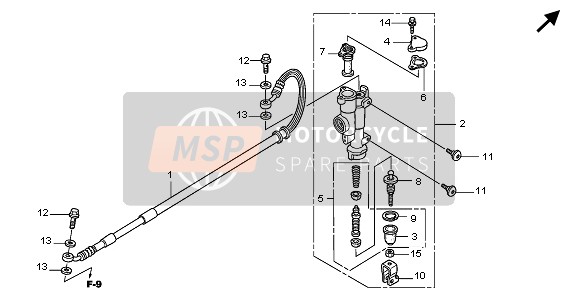 Honda CRF450R 2007 RR. BRAKE MASTER CYLINDER for a 2007 Honda CRF450R