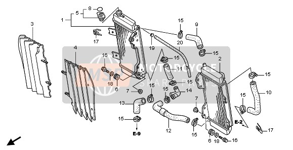 Honda CRF450R 2007 Radiator voor een 2007 Honda CRF450R