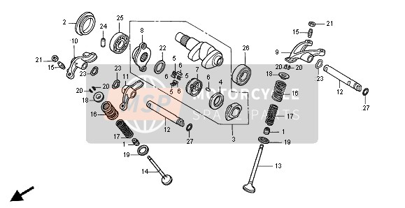 Honda XR650R 2007 Nokkenas & Klep voor een 2007 Honda XR650R