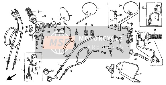 Honda XR650R 2007 HANDLE LEVER & SWITCH CABLE for a 2007 Honda XR650R