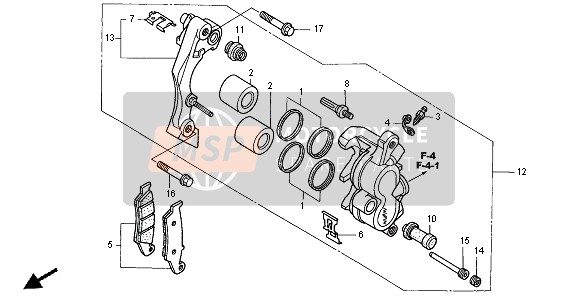 Honda XR650R 2007 Remklauw voor voor een 2007 Honda XR650R