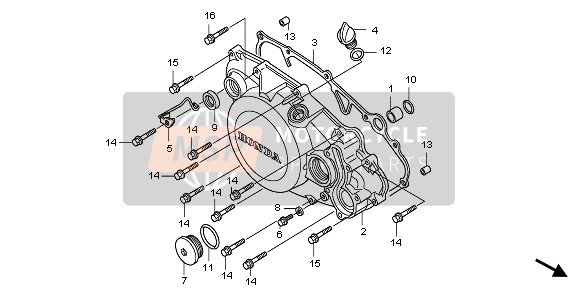 Honda CRF150RB-LW 2008 R. Tapa del cárter para un 2008 Honda CRF150RB-LW