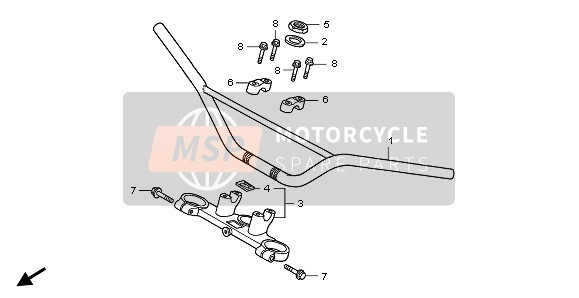 Honda CRF150RB-LW 2008 Behandel pijp & Bovenste kroonplaat voor een 2008 Honda CRF150RB-LW