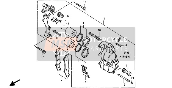 Honda XR400R 1996 FRONT BRAKE CALIPER for a 1996 Honda XR400R