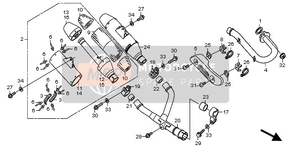 18350KRNE10, Body Comp., R. Muffler, Honda, 0