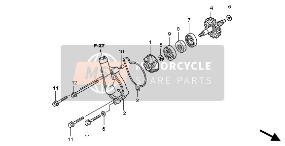 Honda CRF250X 2008 Bomba de agua para un 2008 Honda CRF250X