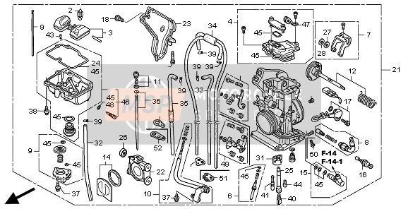 Honda CRF250X 2008 Carburateur voor een 2008 Honda CRF250X