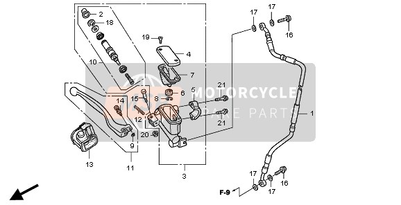 Honda CRF250X 2008 FR. BRAKE MASTER CYLINDER for a 2008 Honda CRF250X