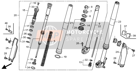 Honda CRF250X 2008 Tenedor frontal para un 2008 Honda CRF250X