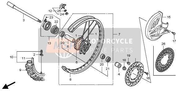 Honda CRF250X 2008 FRONT WHEEL for a 2008 Honda CRF250X