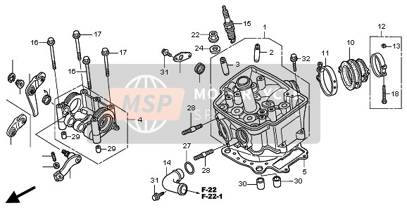 Honda CRF450R 2008 Cabeza de cilindro para un 2008 Honda CRF450R