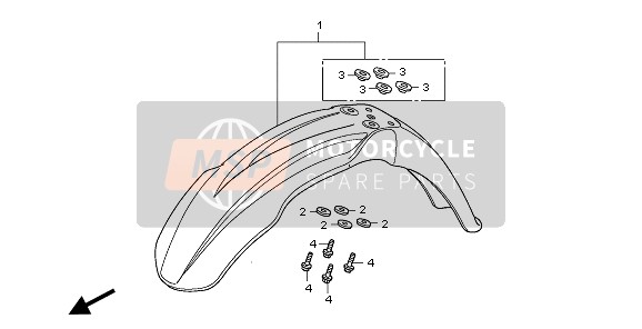 Honda CRF450X 2008 Parafango anteriore per un 2008 Honda CRF450X