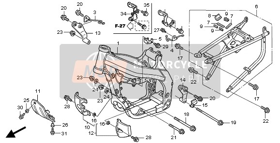 Honda CRF450X 2008 FRAME BODY for a 2008 Honda CRF450X