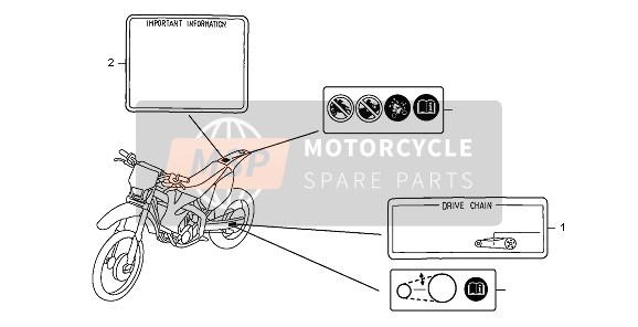 Honda CRF450X 2008 Étiquette de mise en garde pour un 2008 Honda CRF450X