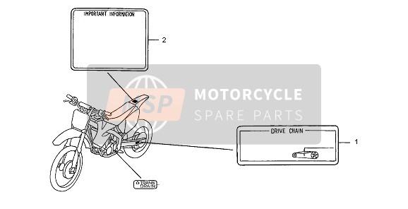 Honda CRF250R 2009 Etiqueta de precaución para un 2009 Honda CRF250R