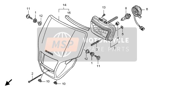 Honda CRF250X 2009 HEADLIGHT for a 2009 Honda CRF250X