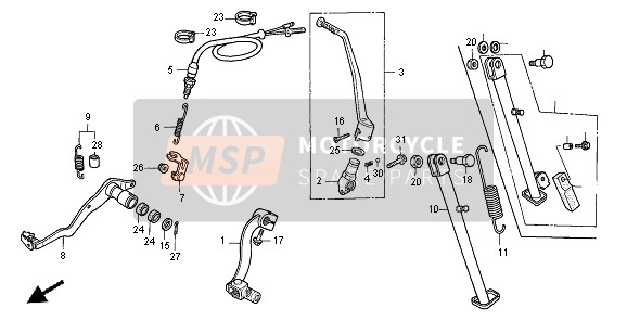 Honda XR600R 1996 PEDAL & KICKSTARTERARM für ein 1996 Honda XR600R